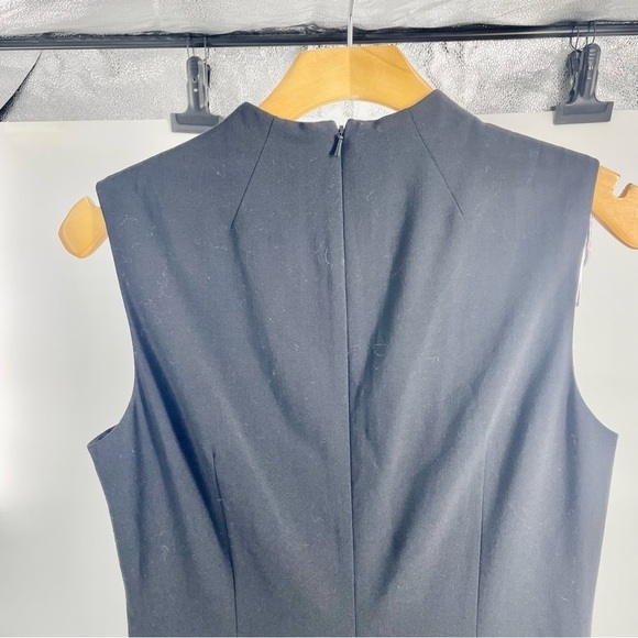 Emanuel Ungaro Black Classic Wool/ Silk Sheath Sleeveless Dress Cutout hemline 6 - Picture 7 of 13